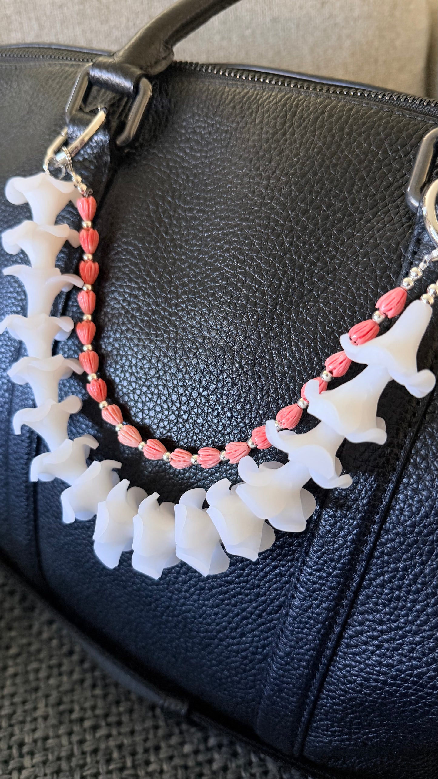 Mahalo Double Lei Drape - Coconut Cream x Coral Pink